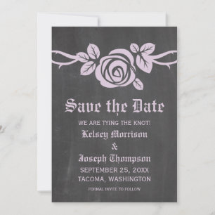 Rosa Lilac Chalkboard Guardar la invitación de fec
