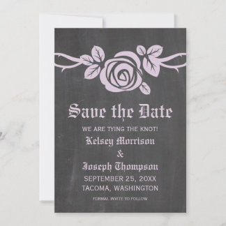 Rosa Lilac Chalkboard Guardar la invitación de fec