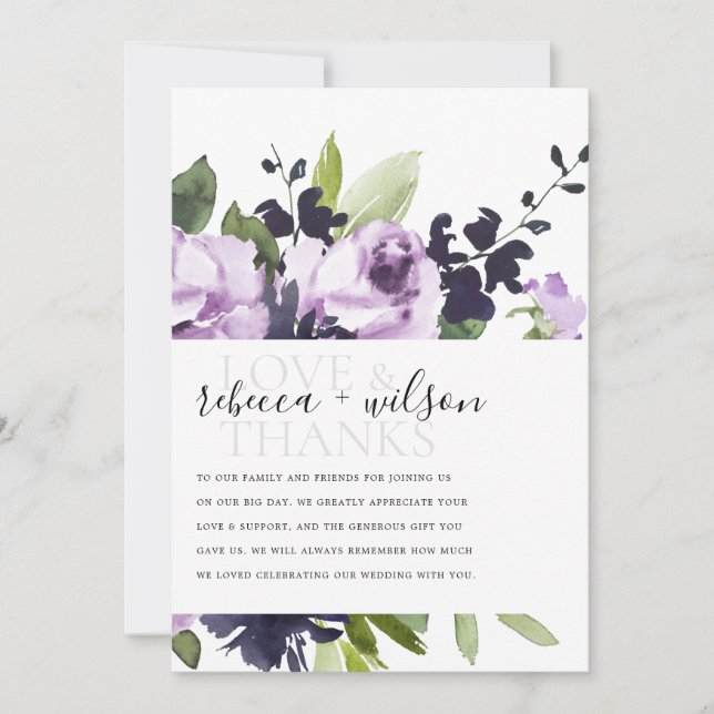ROSA LILAC FLORAL WATERCOLOR BODA GRACIAS (Anverso)