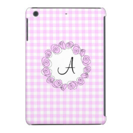 Rosa Lilac Monograma comprobación iPad Mini funda