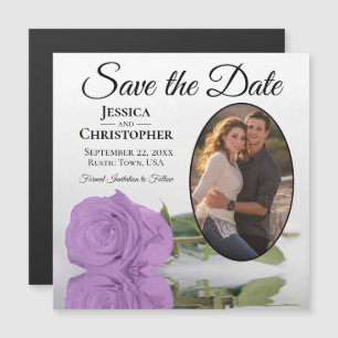 Rosa Lilac Purple Save The Date Oval Photo Magnet
