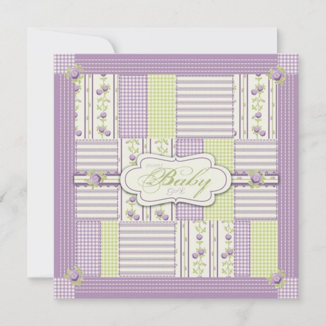 Rosa Lilac Quilt Invitación cuadrado (Anverso)