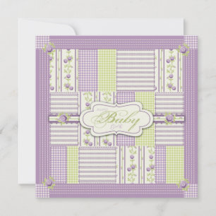 Rosa Lilac Quilt Invitación cuadrado