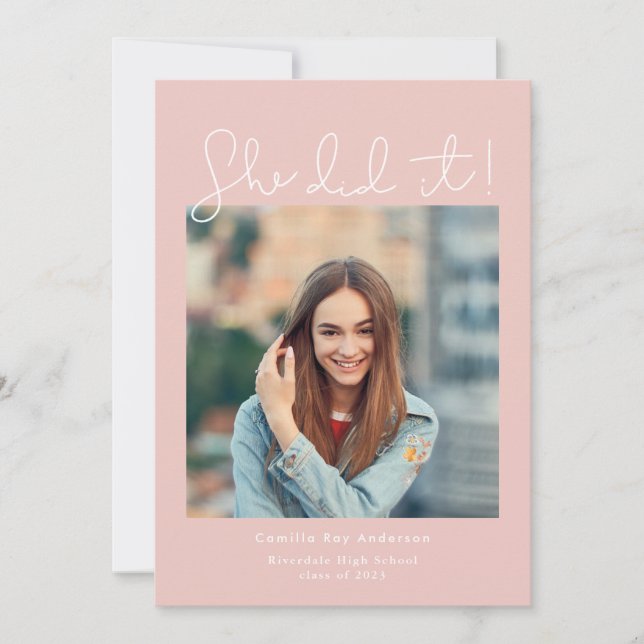 Rosa Lo Hizo Invitación De Foto De Graduación (Anverso)