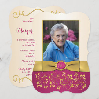 Rosa, Marfil, Oro 65ª Invitación de cumpleaños a l