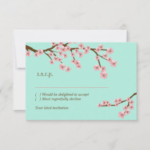 Rosa menta y flor de cerezo moderna RSVP