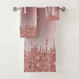 Rosa metálico monogramado Purpurina de goteo de or