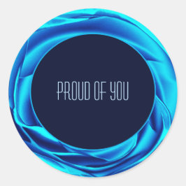 Rosa metálico Pegatina redondo azul