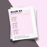 Rosa minimalista Faux Gold Line Hairstylist Menu<br><div class="desc">Elegante diseño de plantillas de folletos de menú para profesionales relacionados con la belleza y el cabello. Diseño sobrio y elegante con una línea dorada falsa y un fondo blanco/rosa. Diseño elegante y limpio. Si necesita ayuda para personalizar de este producto,  por favor contáctenos.</div>