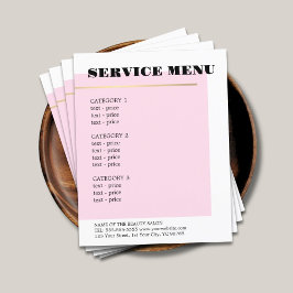 Rosa minimalista Faux Gold Line Service Menu