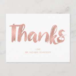 Rosa moderno Boda de amor gracias postal