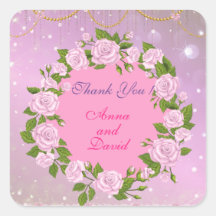 Rosa moderno de lujo Añadir su Pegatina de Text Sq