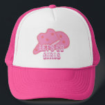 Rosa moderno Vamos Chicas Gorra de vaqueros Rodeo<br><div class="desc">Gorra de vaquero rosa moderno con diseño de estrellas de paz,  perfecto para su rodeo,  campo y fiesta occidental salvaje con los chicas. Sombrero de camionero rosado gorra de la soltera.</div>