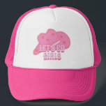 Rosa moderno Vamos Chicas Gorra de vaqueros Rodeo<br><div class="desc">Gorra de vaquero rosa moderno con diseño de estrellas de paz,  perfecto para su rodeo,  campo y fiesta occidental salvaje con los chicas. Sombrero de camionero rosado gorra de la soltera.</div>