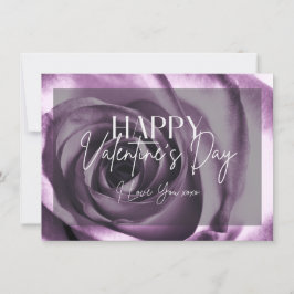 Rosa morado florece feliz tarjeta de San Valentín