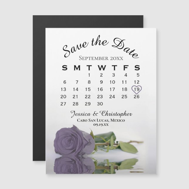 Rosa morado polvo Guardar el imán del calendario d (Anverso/Reverso)