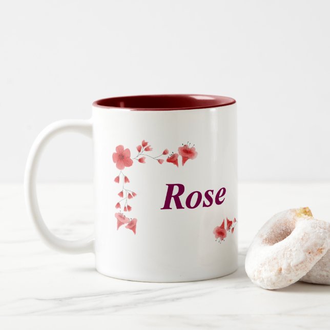 Rosa Mug - Copa de café Personalizado con un (Con donut)