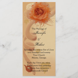Rosa naranja en el programa de la boda otoñal