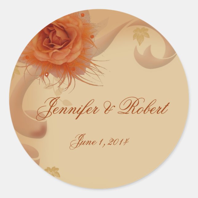 Rosa naranja en el Sello para sobres otoño (Anverso)