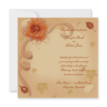 Rosa naranja en la invitación a la boda de otoño
