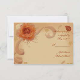 Rosa naranja en la tarjeta de respuesta de otoño