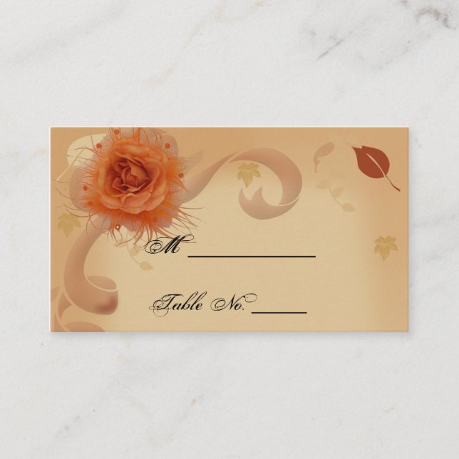 Rosa naranja en las tarjetas de casa de boda de ot (Anverso)