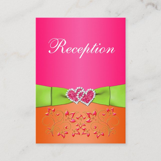 Rosa, Naranja, Lime Floral, Tarjeta de cierre card (Anverso)