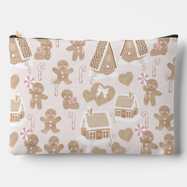 Rosa! Navidades Girly maquillan bolsa de lavado (Anverso)