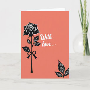Rosa Negra Con Tarjeta De Amor