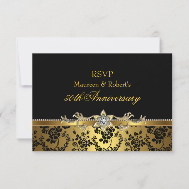 Rosa negra y dorada RSVP 50 Aniversario (Anverso)