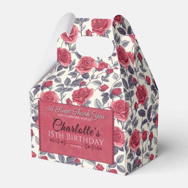 Rosa Negrita Caja De Favor De Cumpleaños Para Fies (Front Side)