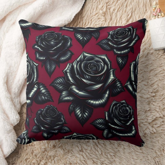 Rosa negro 20x20 Cojín decorativo (Manta)