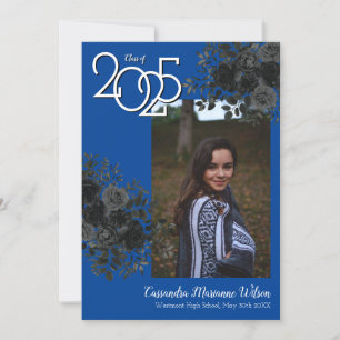 Rosa negro Invitación gótica gótica azul de gradua