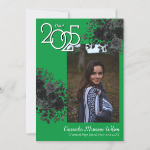 Rosa negro Invitación gótica gótica de graduación