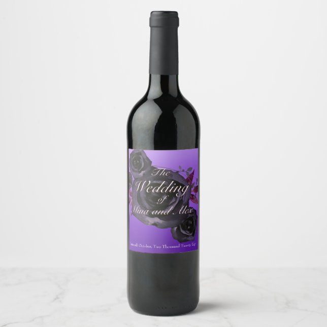 Rosa negro morado elegante etiqueta de vino Person (Anverso)