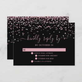 Rosa Negro Oro Rubor Purpurina rosa Wedding RSVP