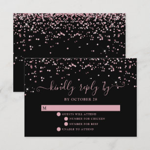 Rosa Negro Oro Rubor Purpurina rosa Wedding RSVP