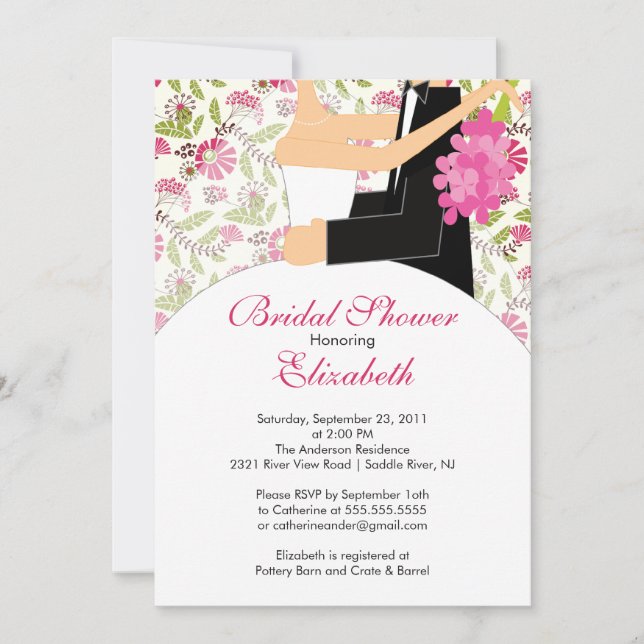 Rosa nupcial de la invitación de la ducha de la (Anverso)