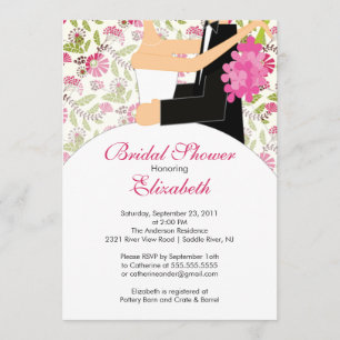 Rosa nupcial de la invitación de la ducha de la
