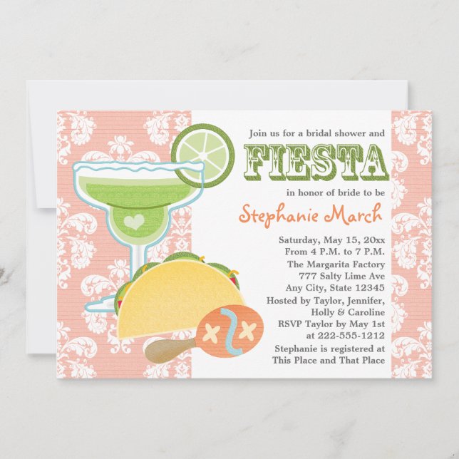 Rosa nupcial de las invitaciones de la ducha de la (Anverso)