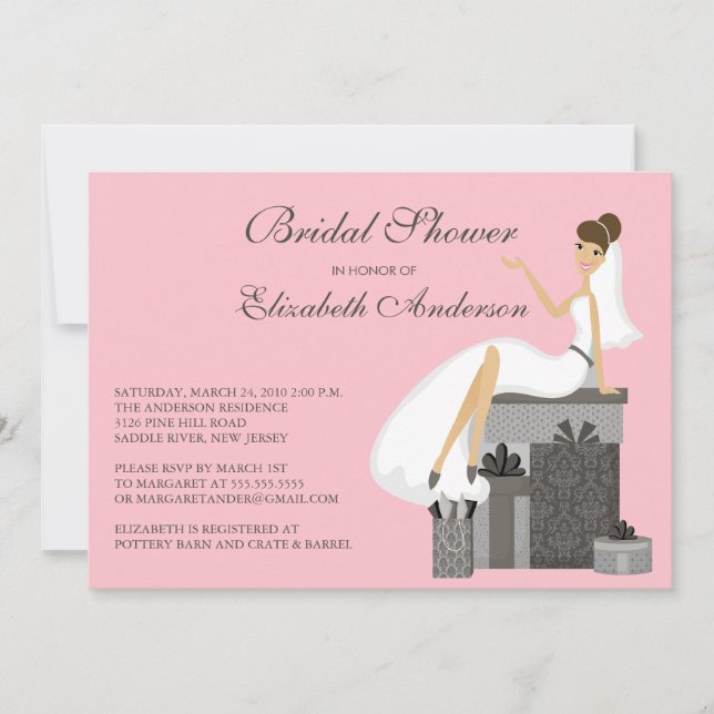 Rosa nupcial del melocotón de la invitación de la (Anverso)