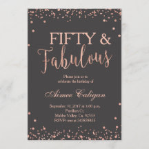 Rosa Oro 50 y Fabulosa Invitación de cumpleaños