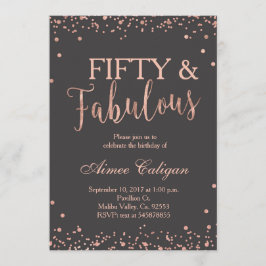 Rosa Oro 50 y Fabulosa Invitación de cumpleaños