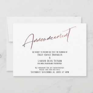 Rosa Oro Boda pospuesto Invitación