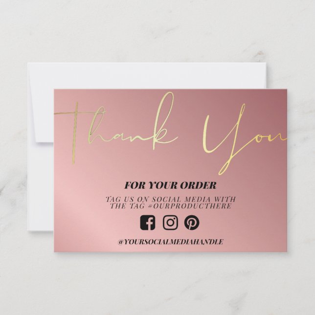 Rosa Oro Gracias Personalizado Media Insert (Anverso)