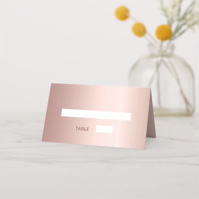 Rosa oro metalizado elegante tarjeta de lugar de b (Anverso)