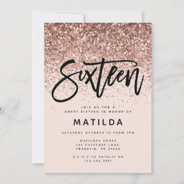 Rosa oro niñita purpurina dulce moderno 16 cumplea