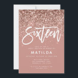 Rosa oro niñita purpurina dulce moderno 16 cumplea<br><div class="desc">Rosa efecto oro gentil purpurina rosa brillante tipografía moderna dulce invitación de 16 cumpleaños. Mínimo moderno en diseño de tendencia con escritura elegante shchi. Parte de una colección de cumpleaños. Perfecto para tu adolescente glam.</div>