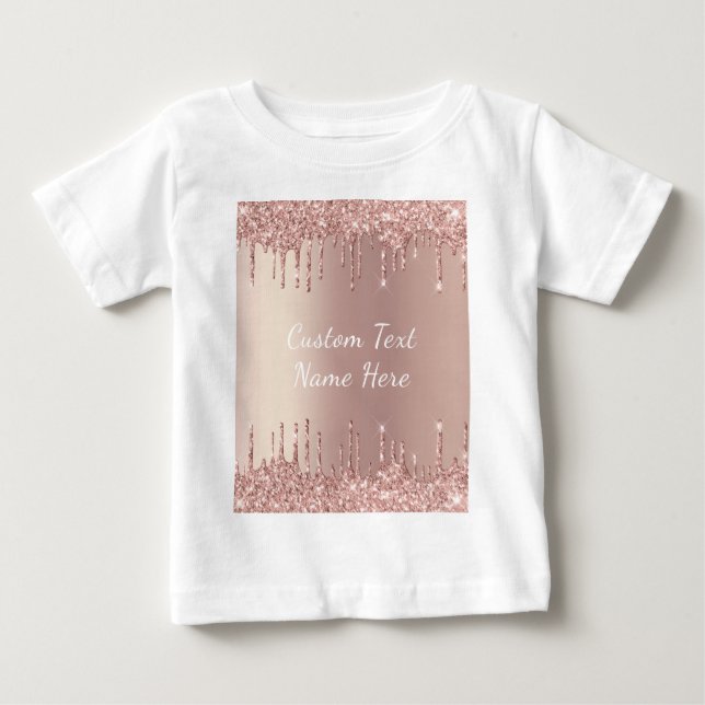 Rosa Oro Purpurina de Rubor gotea camiseta para be (Anverso)
