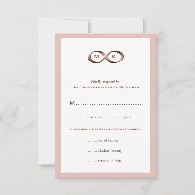 Rosa Oro Rosa Infinity Mano Clásica Boda RSVP Ca (Anverso)